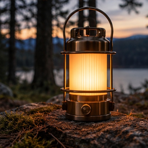 A glowing rechargeable camping lantern